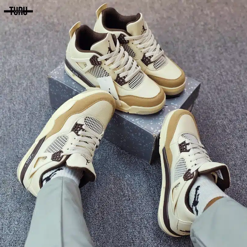 Air Jordan 4 Retro Medium Grey Cream Brown - Image 2
